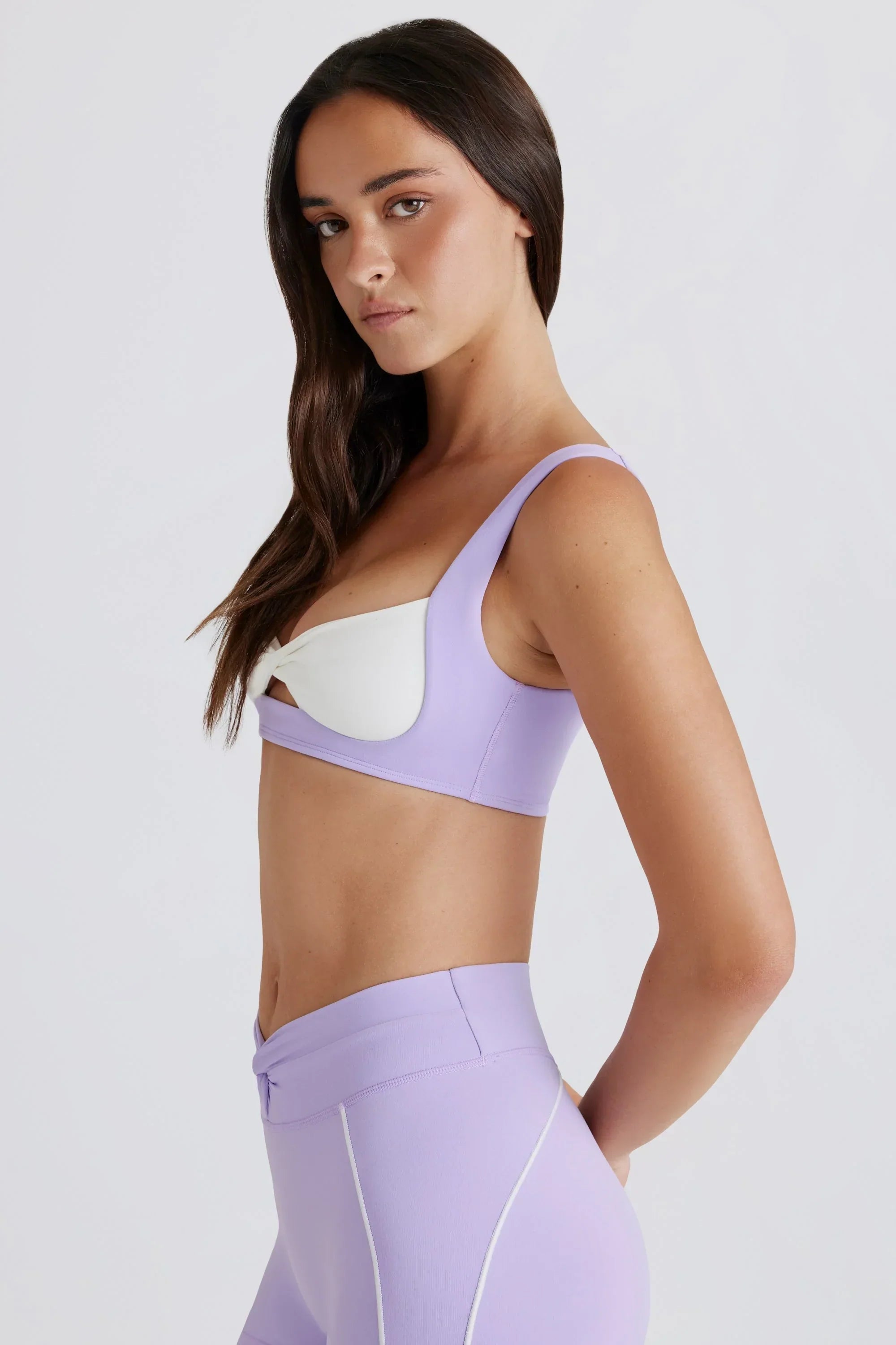 Soft Active Twist Front Sports Bra in Lavender