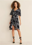 Print Midi Dress Black White