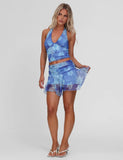 DEVYN MINI SKORT BLUE MACRO FLORAL