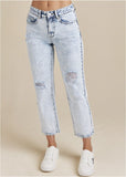 Stove Pipe Distressed Jeans Acid Wash