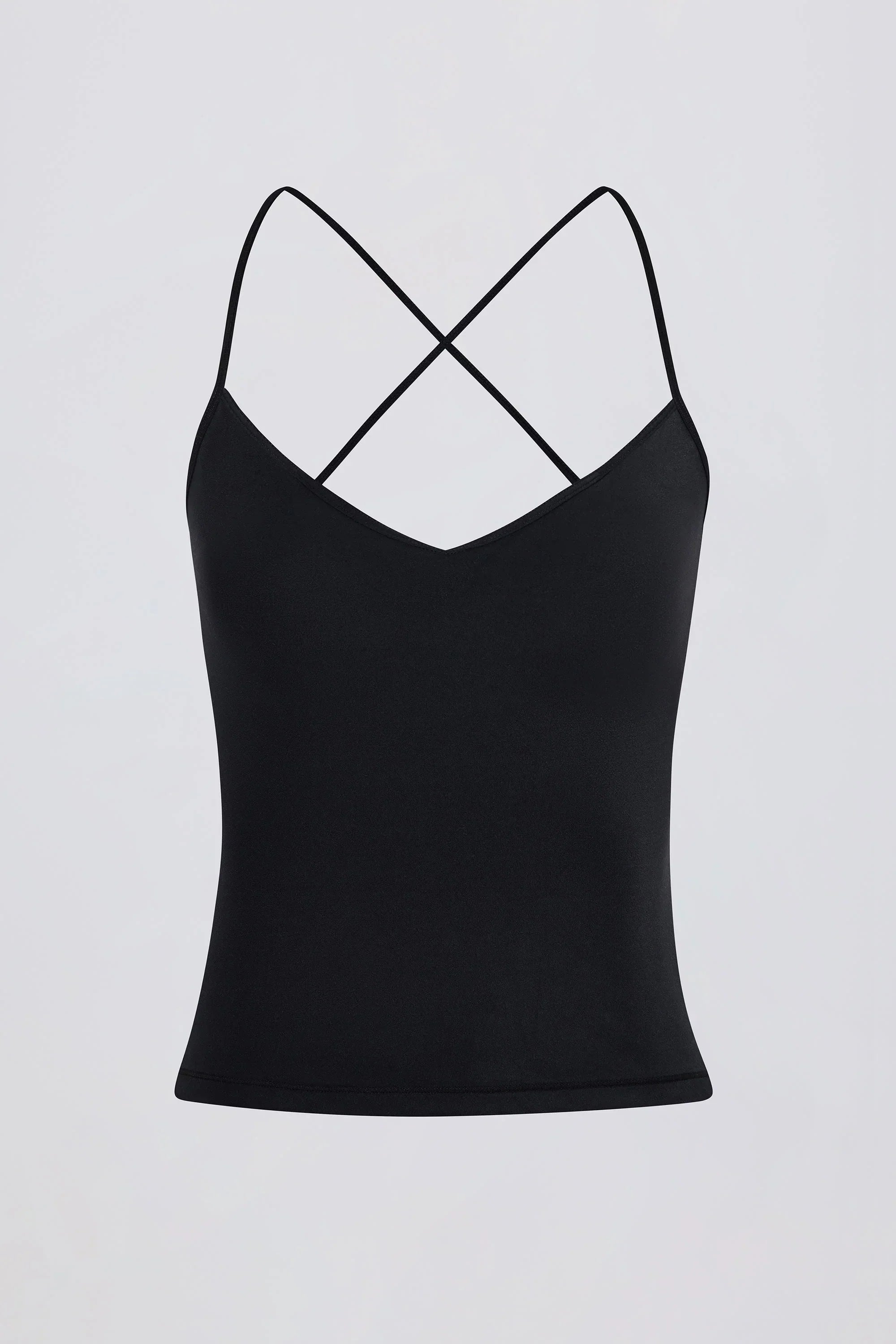 Cross Back Tank Top in Black