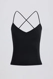 Cross Back Tank Top in Black