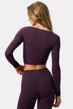 Soft Active Twist Front Crop Top in Plum