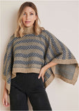 Sweater Poncho Tan Combo