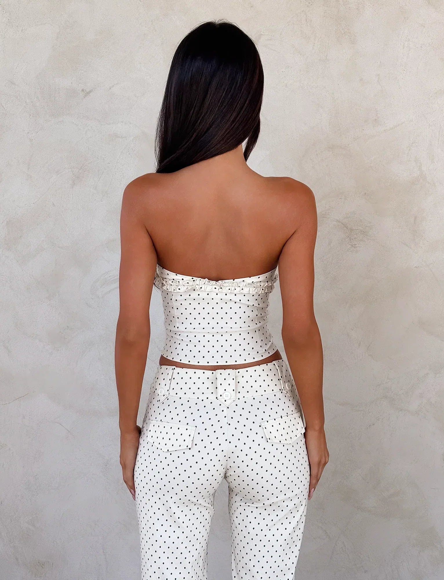 KITTIE STRAPLESS CORSET CREAM DOT