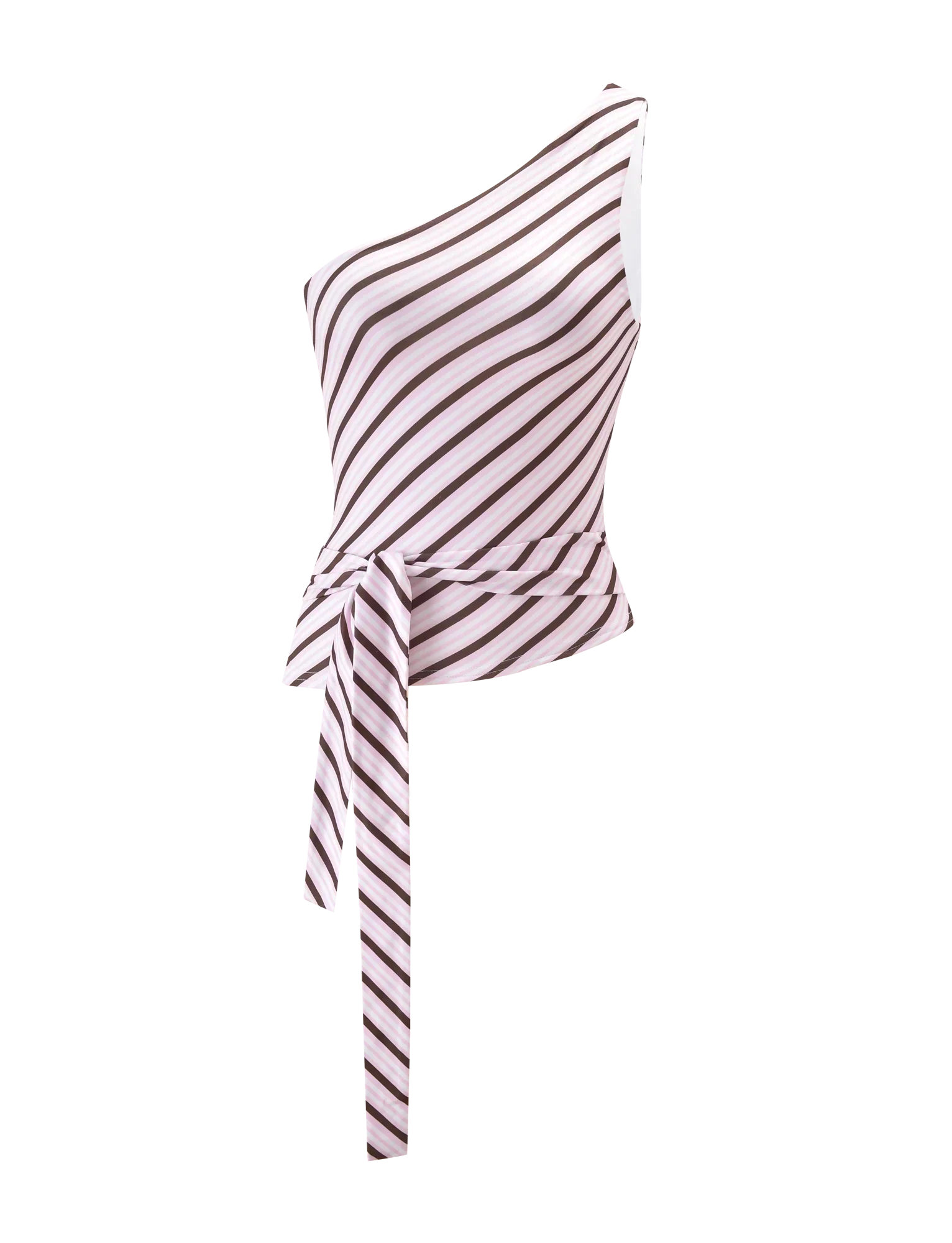 LYLE ONE SHOULDER TOP PINK STRIPE