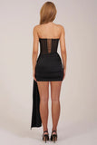 Bandeau Lace Up Corset Mini Dress in Black