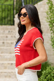 Red American Flag Sweater Top