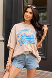 Support Your Local Cowgirls Taupe Oversized Graphic Tee