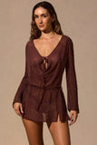 Long Sleeve Mini Dress in Espresso Brown