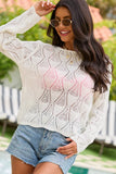 Talissia Ivory Open Knit Crewneck Sweater