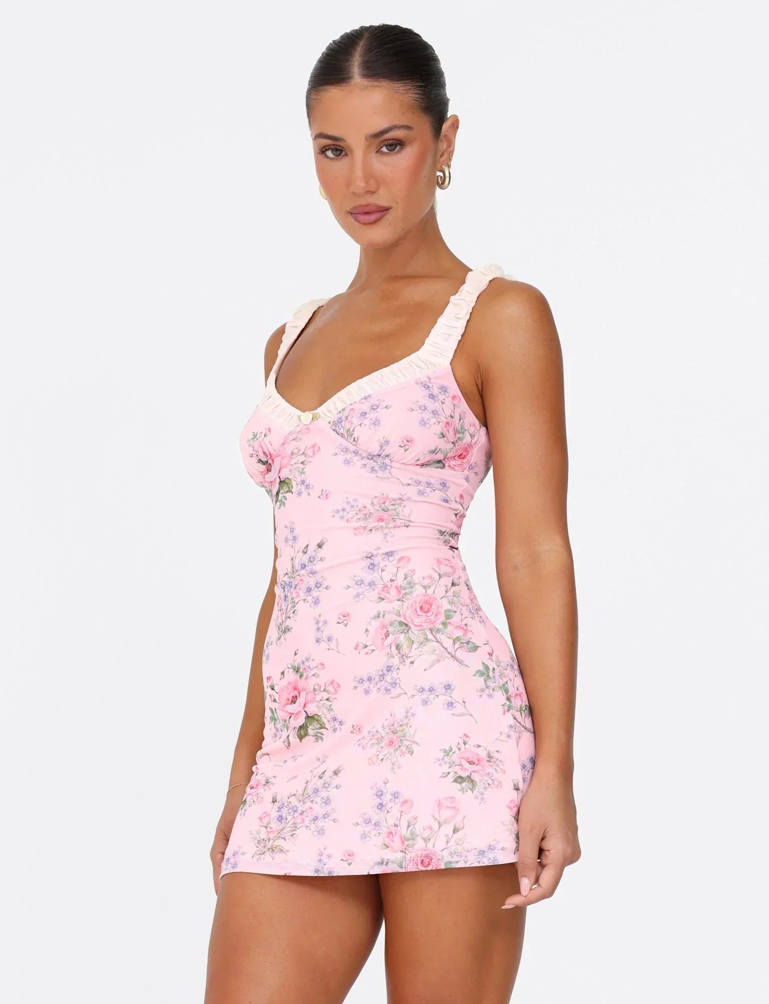 AMARAN MINI DRESS PINK FLORAL WILD FLOWER