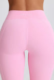 Soft Active V Waist Pocket Flared Leggings in Baby Pink
