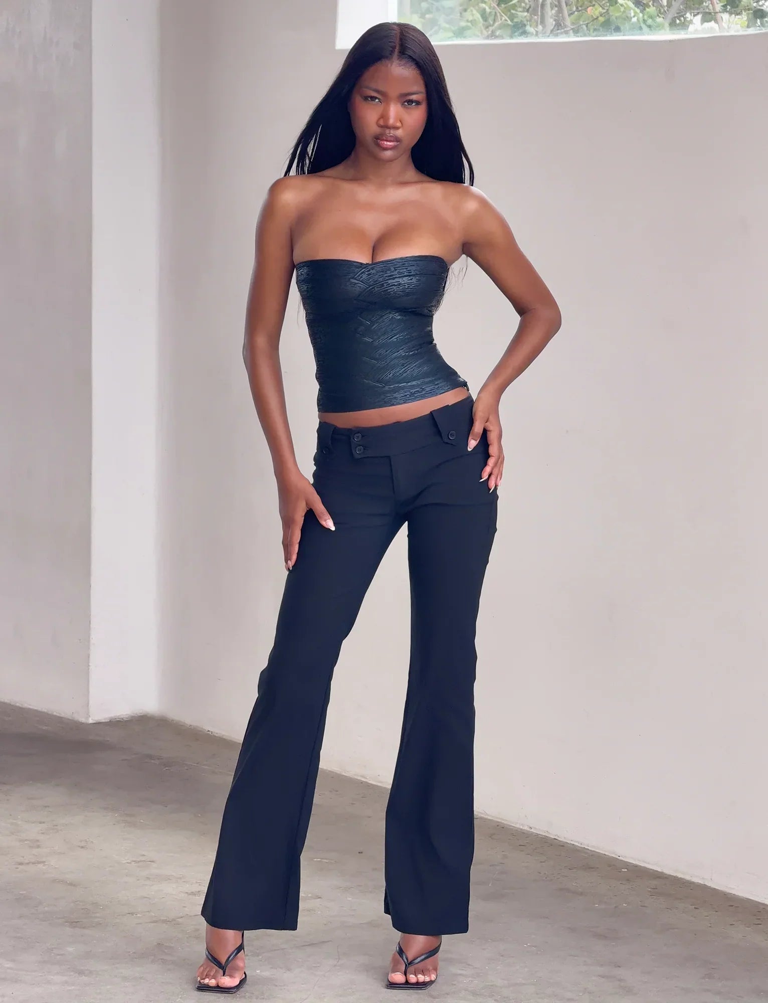 NIYA METALLIC BANDAGE TOP BLACK