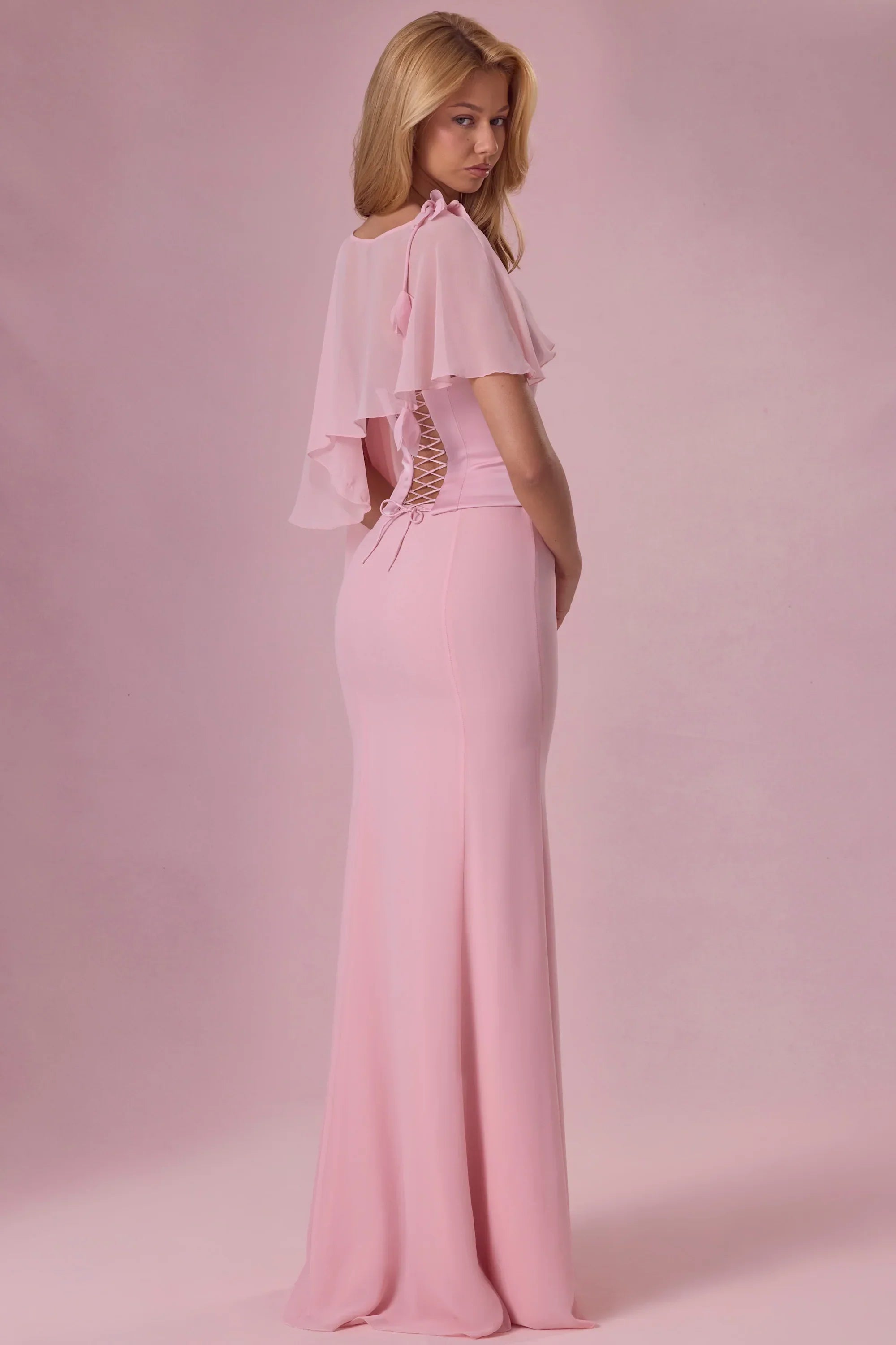 Chiffon Cape in Blush Pink