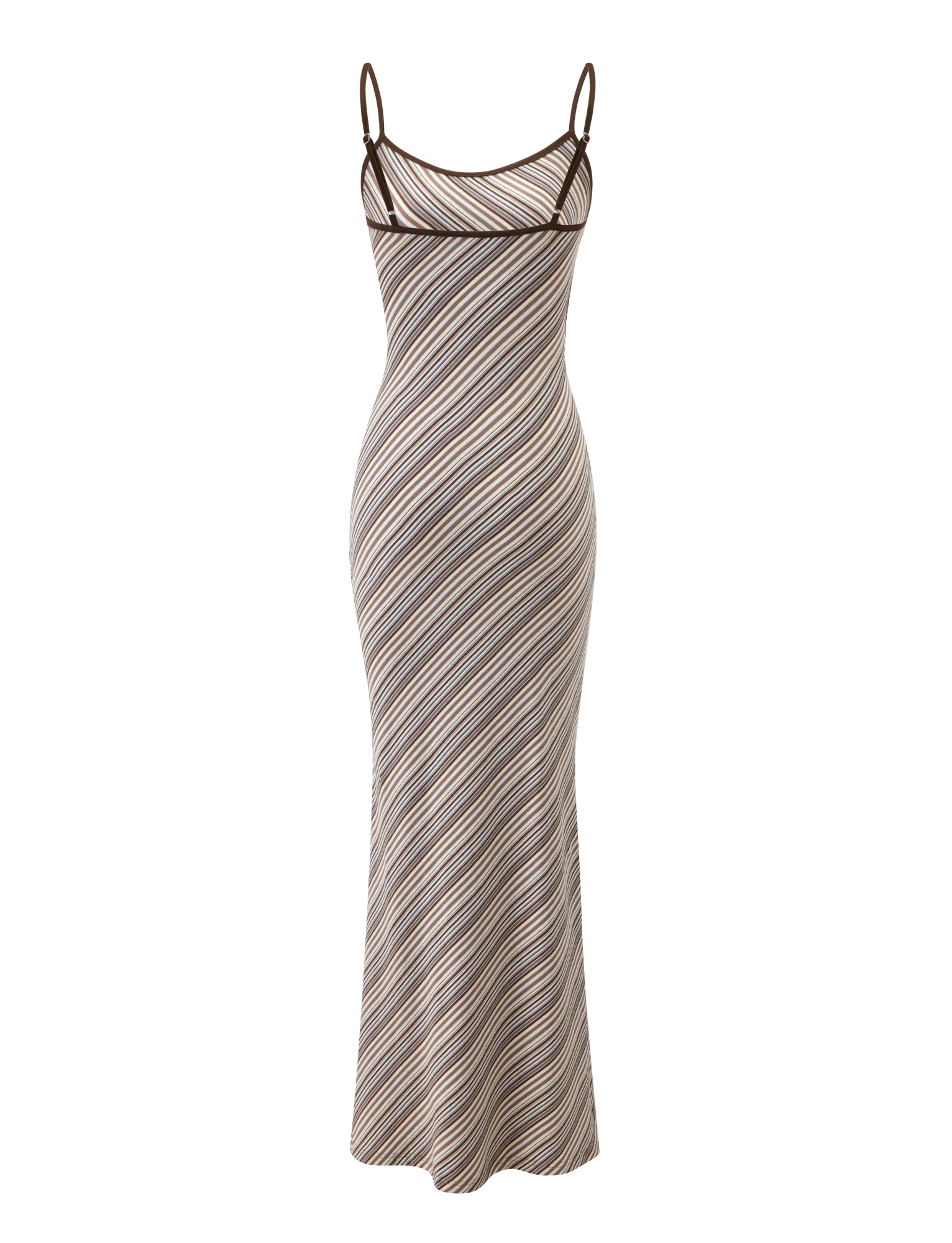 SLOANE MAXI DRESS TAN AND CHOC STRIPE