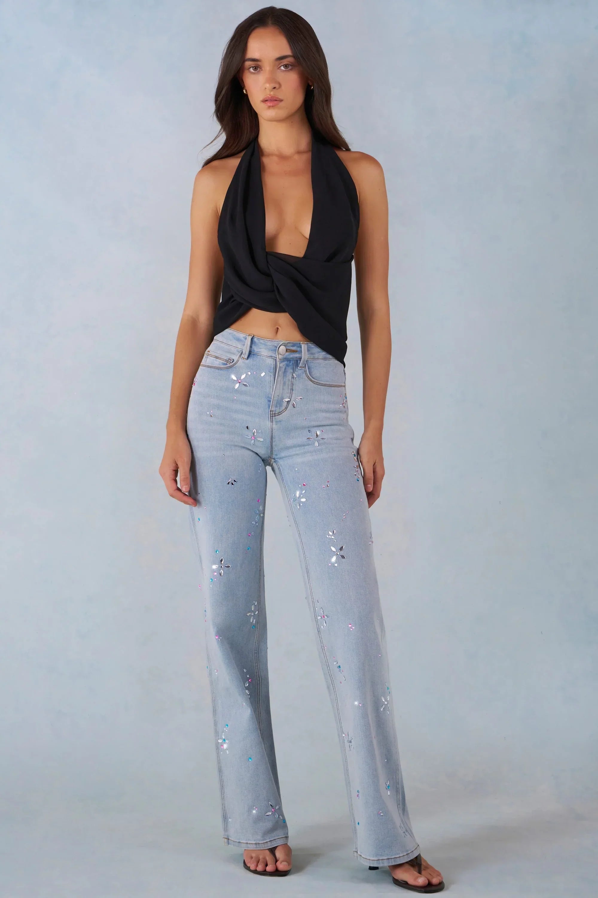 Mid Rise Straight Leg Jeans in Light Denim