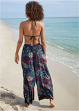 Palazzo Cover Up Pant Tropical Leaves