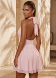 Unstoppable Love Satin Halterneck Mini Dress Pink