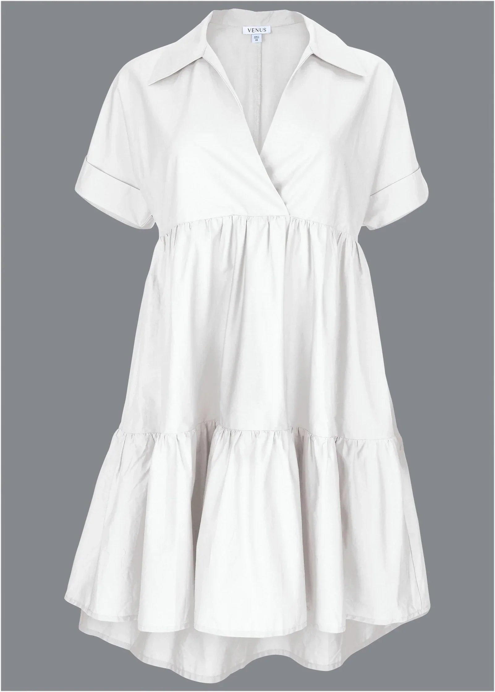 Cotton Poplin Tiered Dress Cloud Dancer