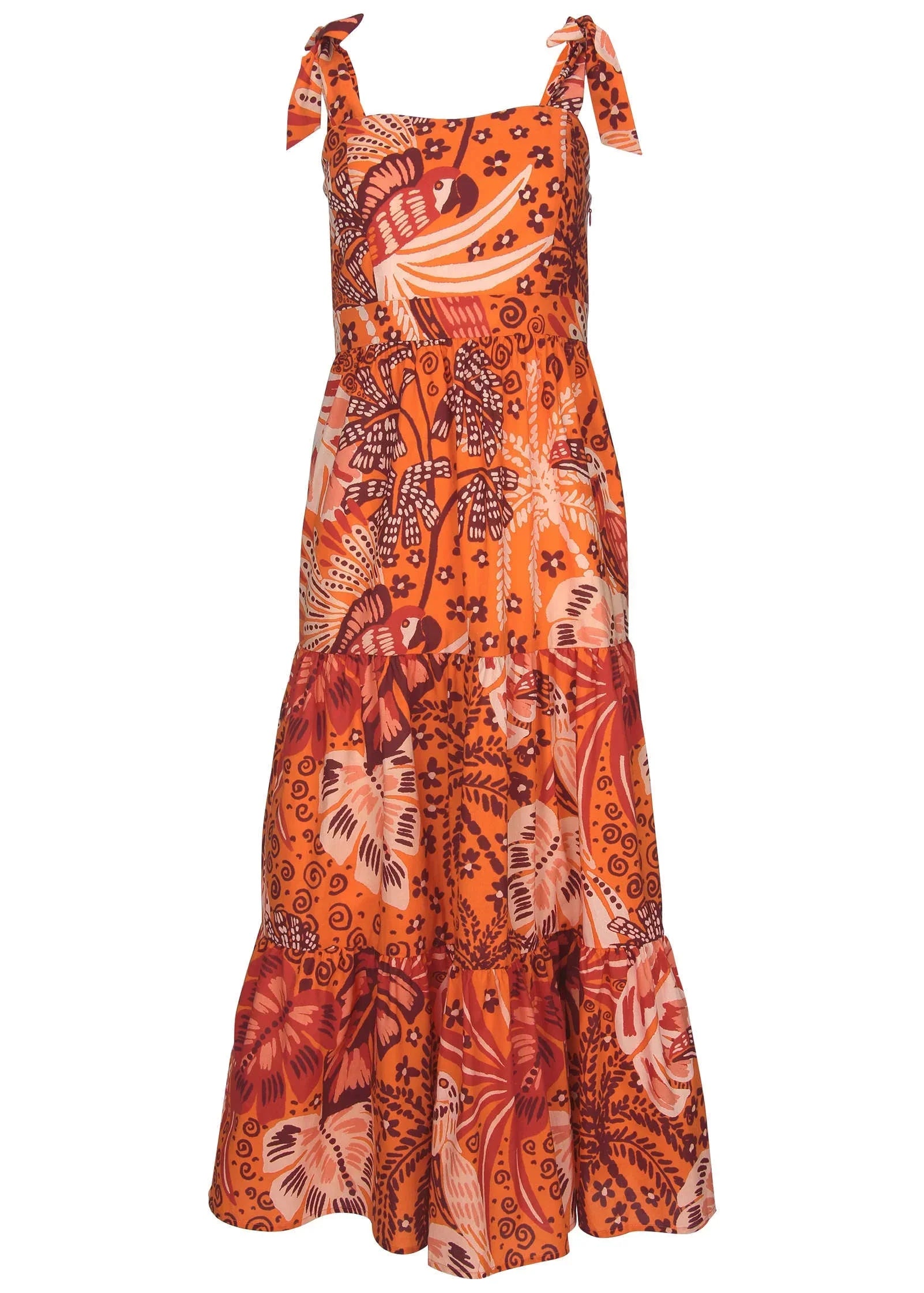 Tiered Maxi Dress Parrot Palm