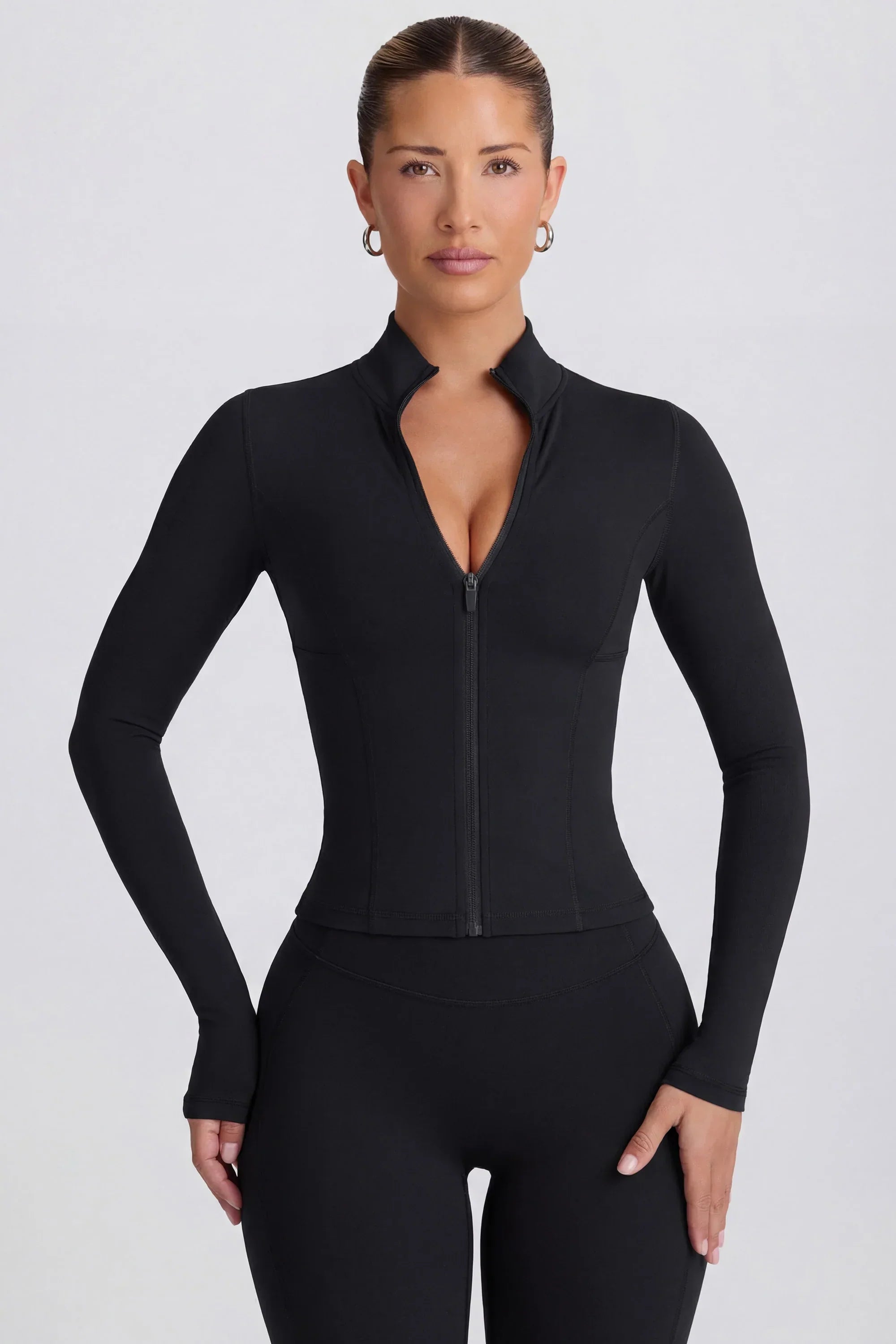 Soft Active Zip Up Jacket in Black