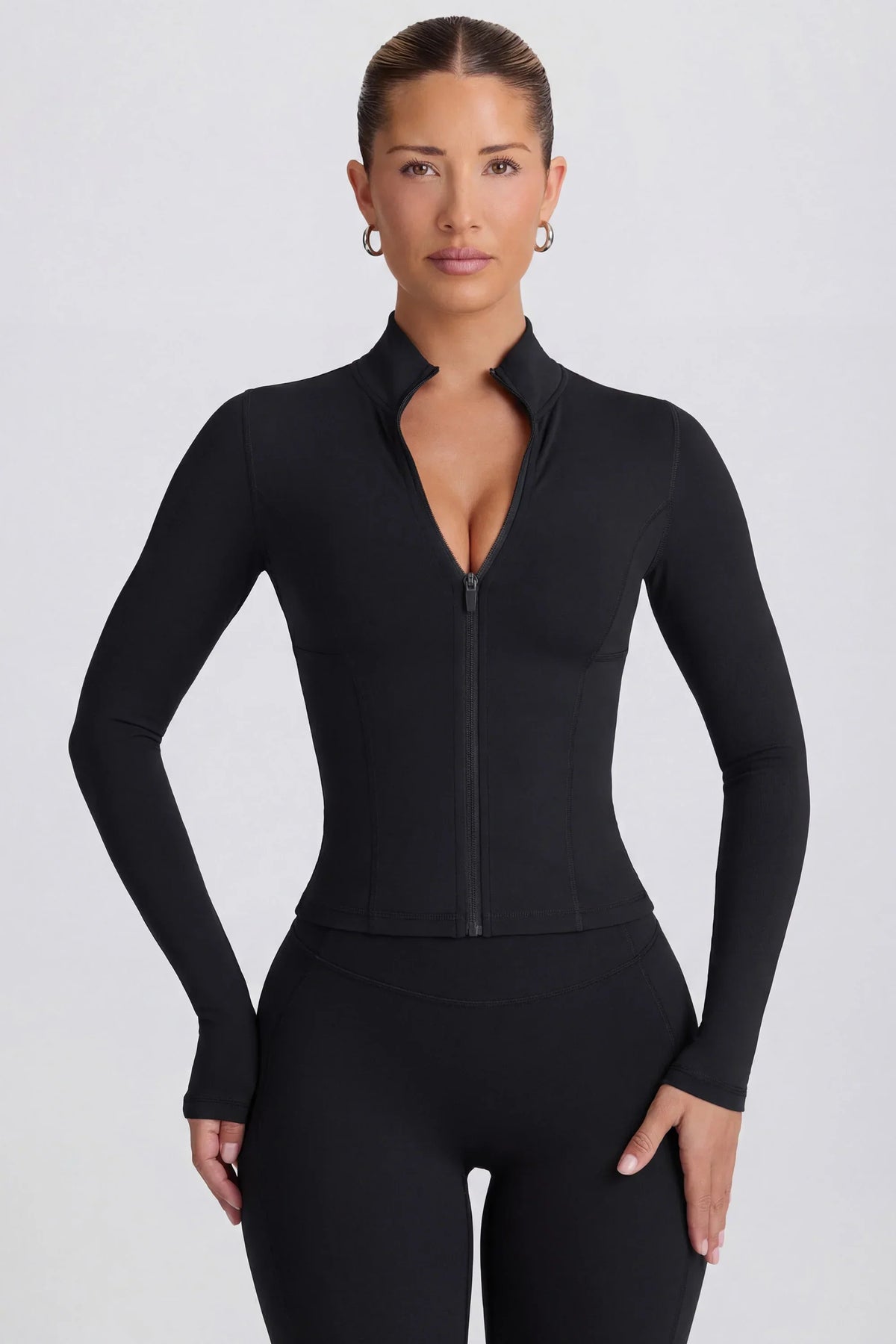 Soft Active Zip Up Jacket in Black