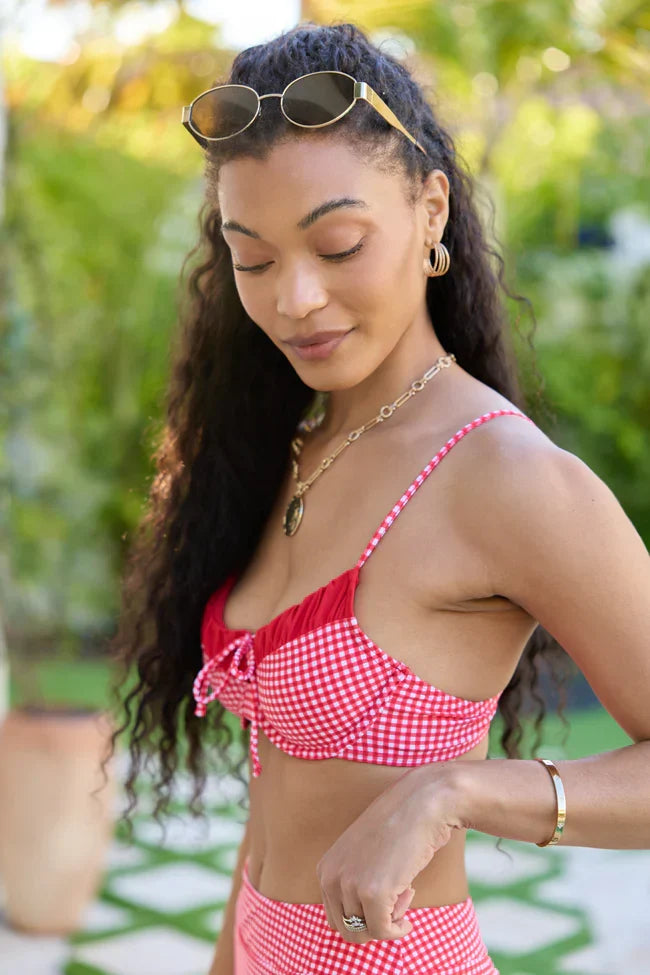 Sweet Escape Red Gingham Underwire Bikini Top