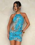 EVANNA MINI DRESS MULTI LEOPARD LEOPARD SWIRL