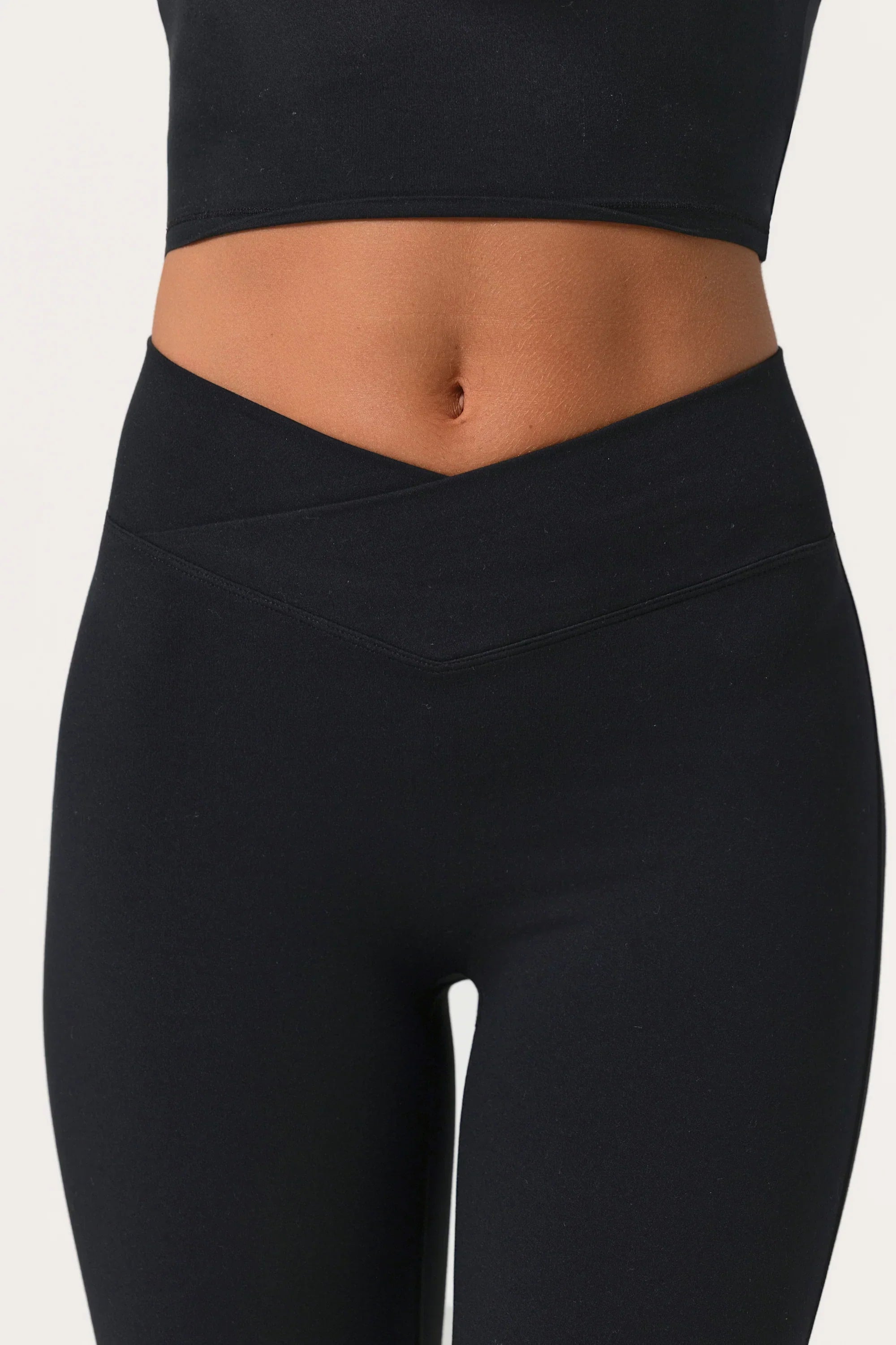 Soft Active V Waist Flared Leggings in Black