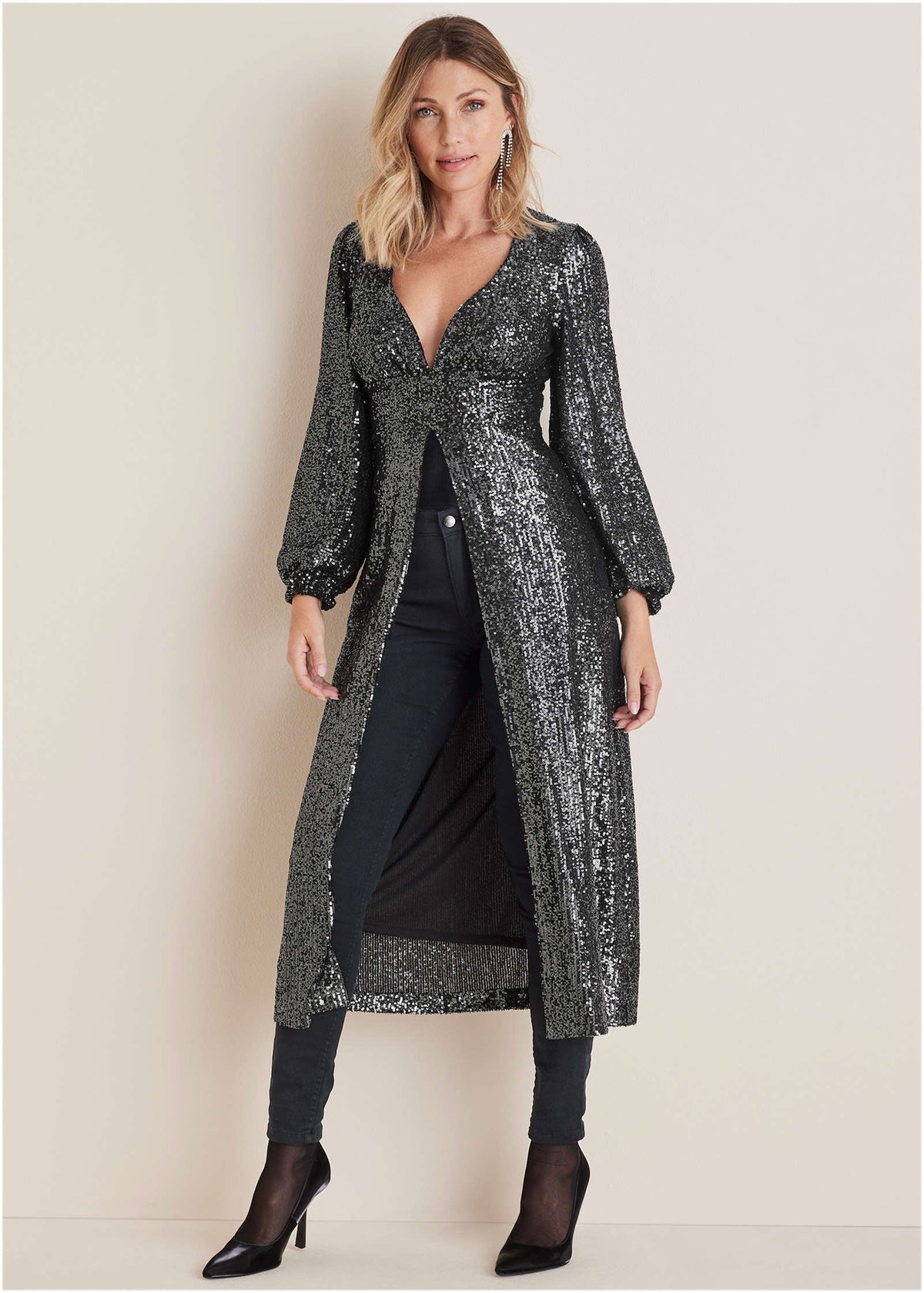 Sequin Maxi Top Gunmetal
