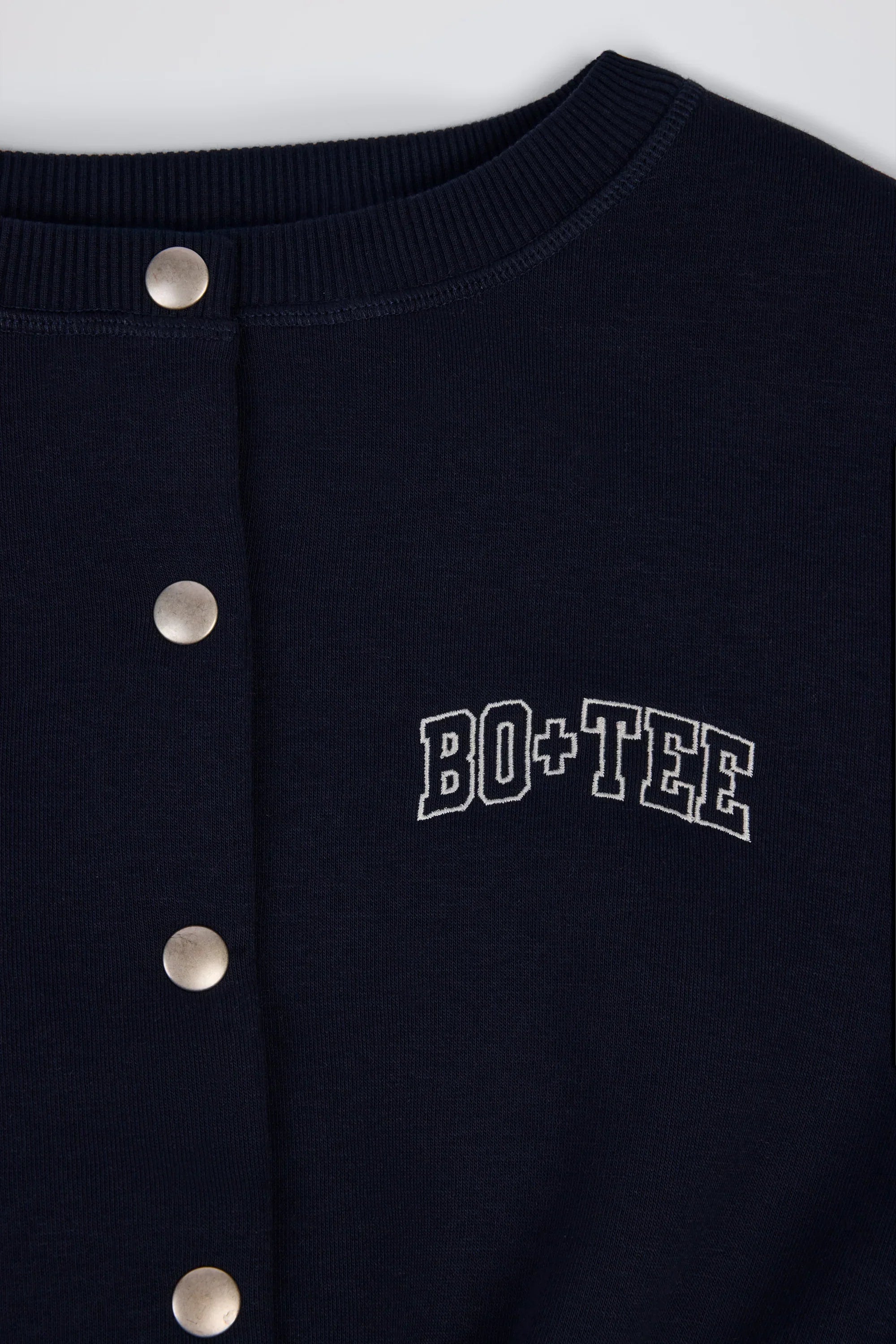 Brushed Jersey Button Up Cropped Cardigan in Classic Navy