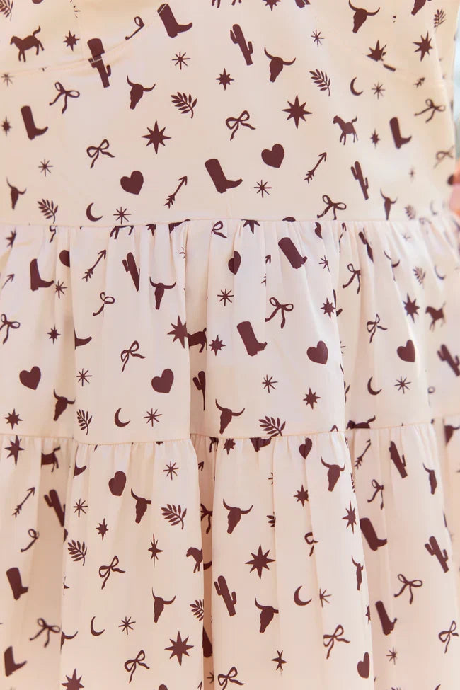 Shari Western Print Satin Dress