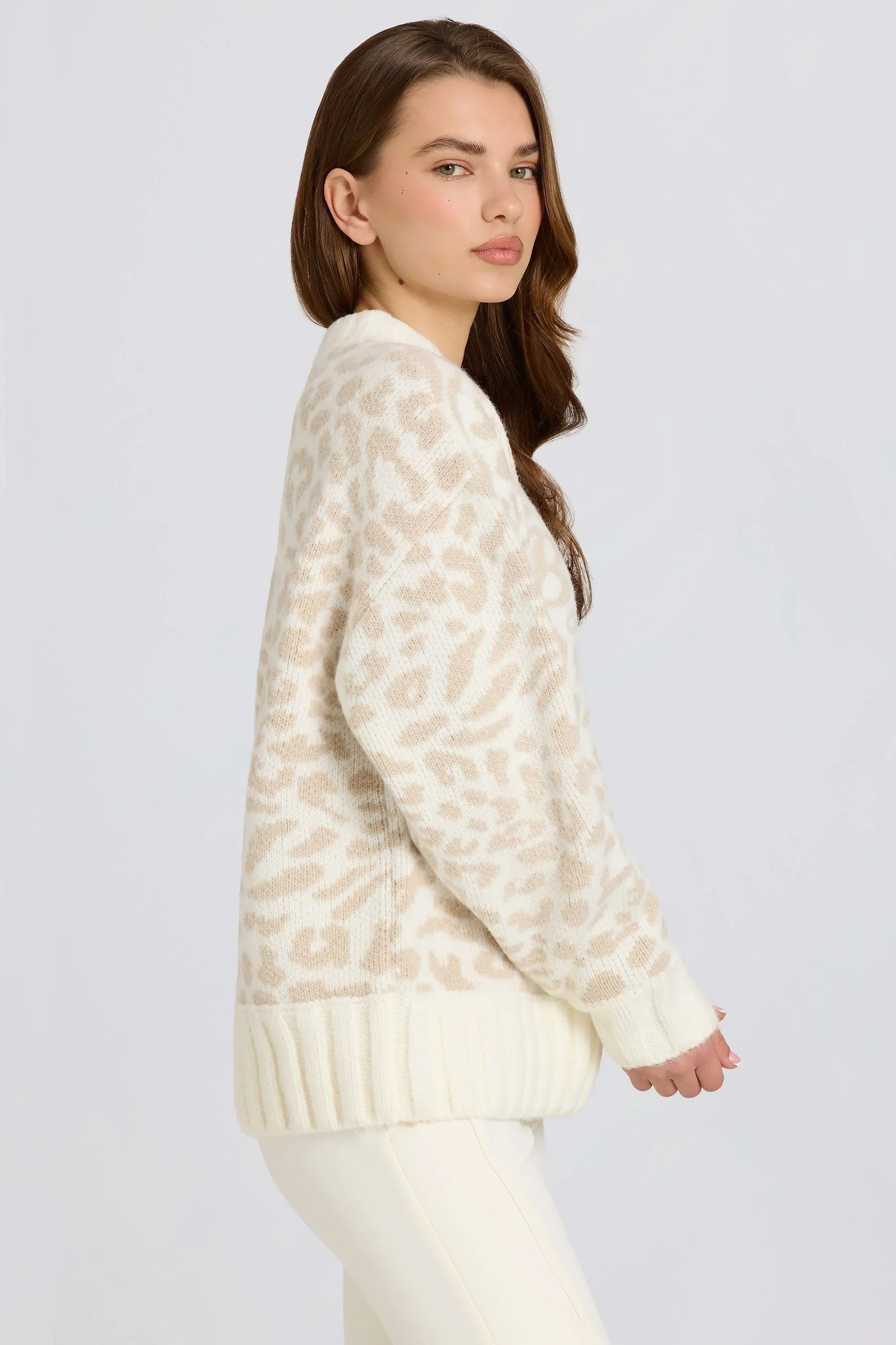Jacquard Knit Oversized Jumper in Ice