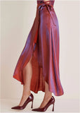 LamÃ Wrap Maxi Skirt Burgundy Lame