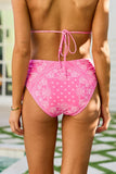 Beachside Bliss Pink Bandana High Waisted Cinched Bikini Bottom