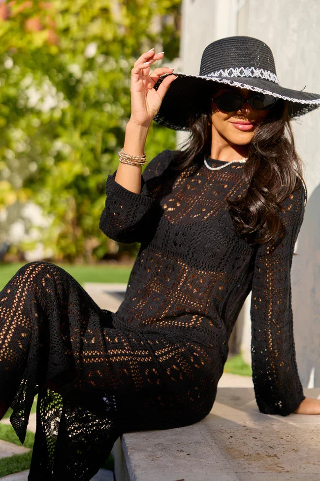 Being Shady Black Open Knit Midi Cover Up SALE