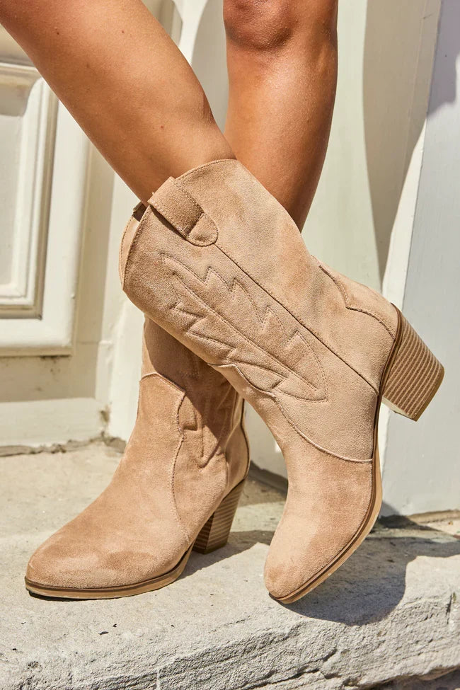 Margo Maple Brown Midi Western Boots SALE