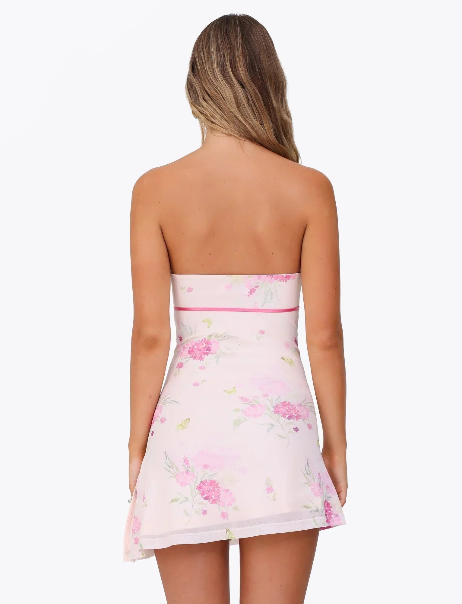 CARSYN MINI DRESS PINK FLORAL WATER COLOUR FLORAL