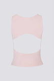 Soft Active Boat Neck Open Back Tank Top in Ballet Pink