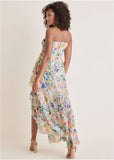Strapless Ruffle Maxi Field Of Flowers