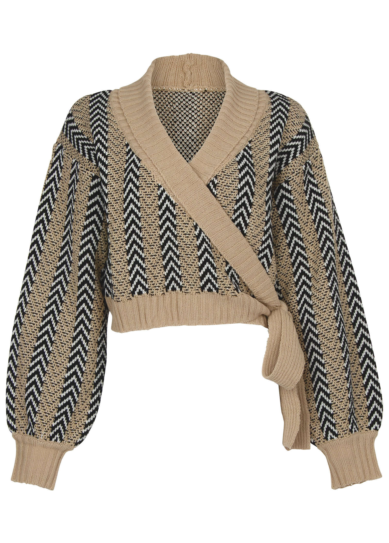 Wrap Cardigan Tan Combo