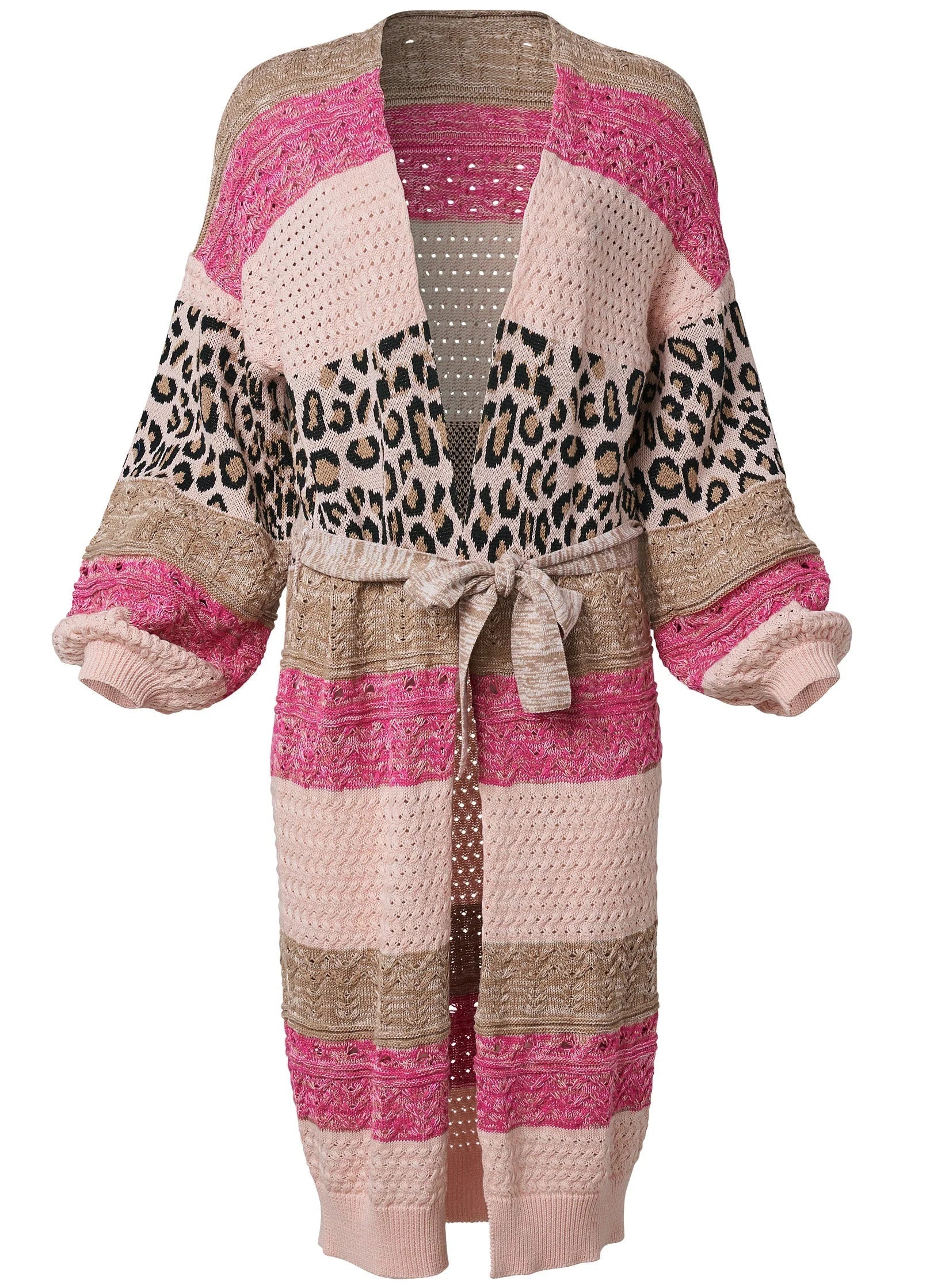 Mixed Print Belted Duster Pink Multi