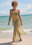 Metallic Crochet Coverup Glittery Gold