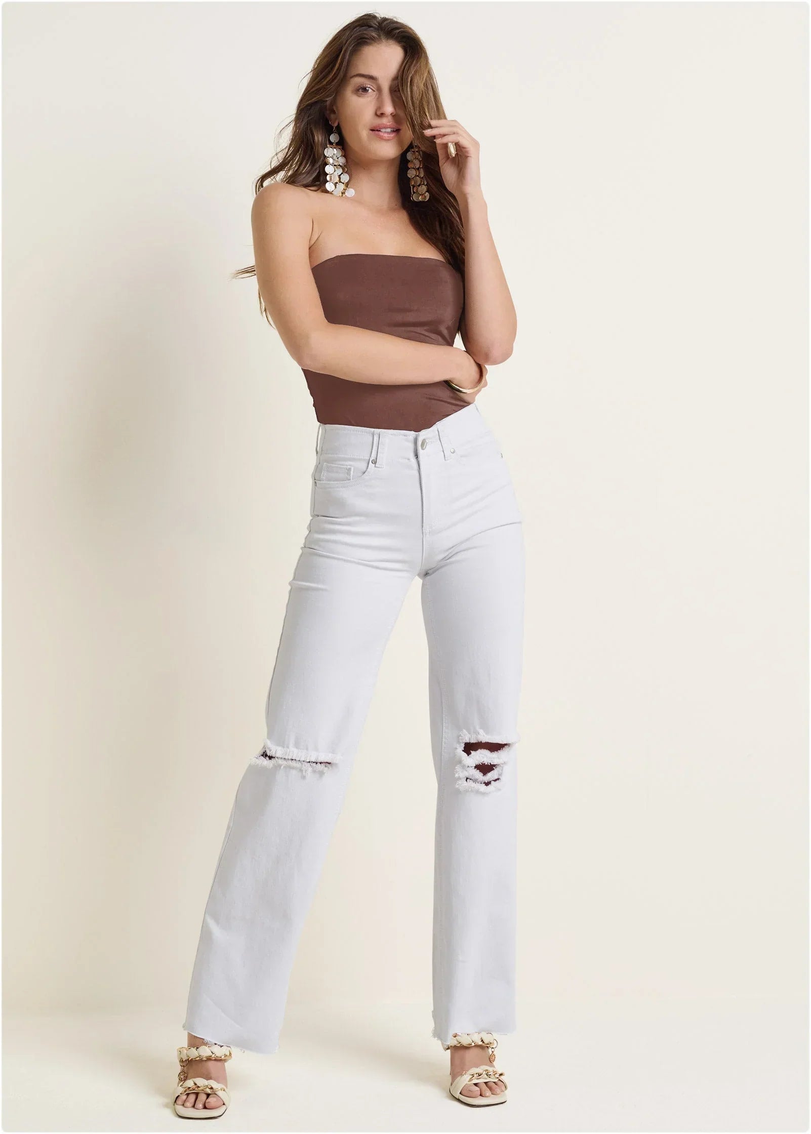 Laura Crop Wide Leg Jean White Denim