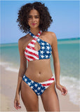 Cross Halter Bikini Top American Beauty