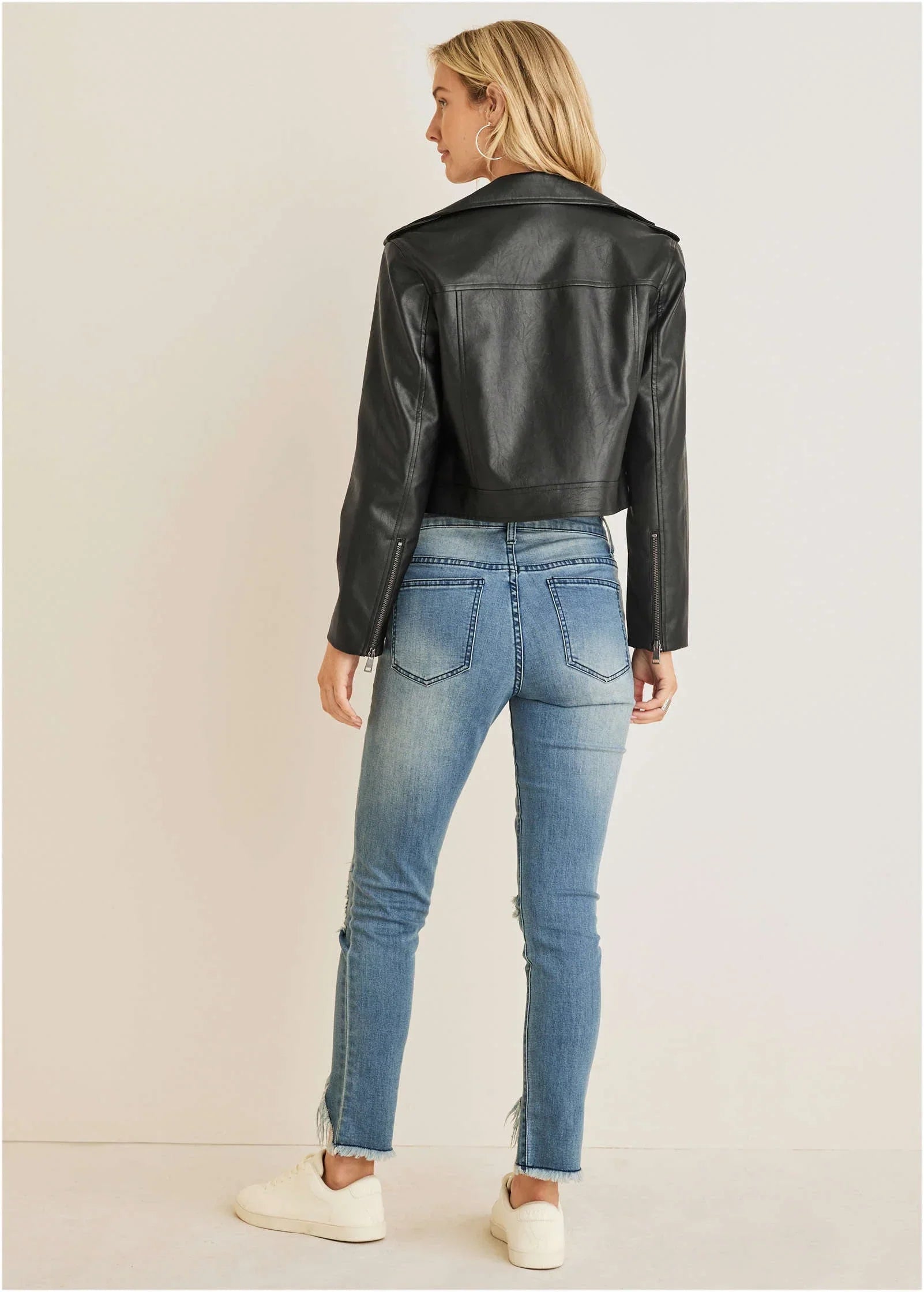 Faux Leather Moto Jacket Jet Black