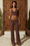 Mid Rise Flared Trousers in Bronze