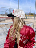 BASEBALL Red on Black Stripe Vintage Hat PREORDER