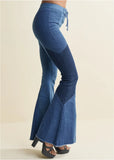 Color Block Flare Jeans Denim Multi
